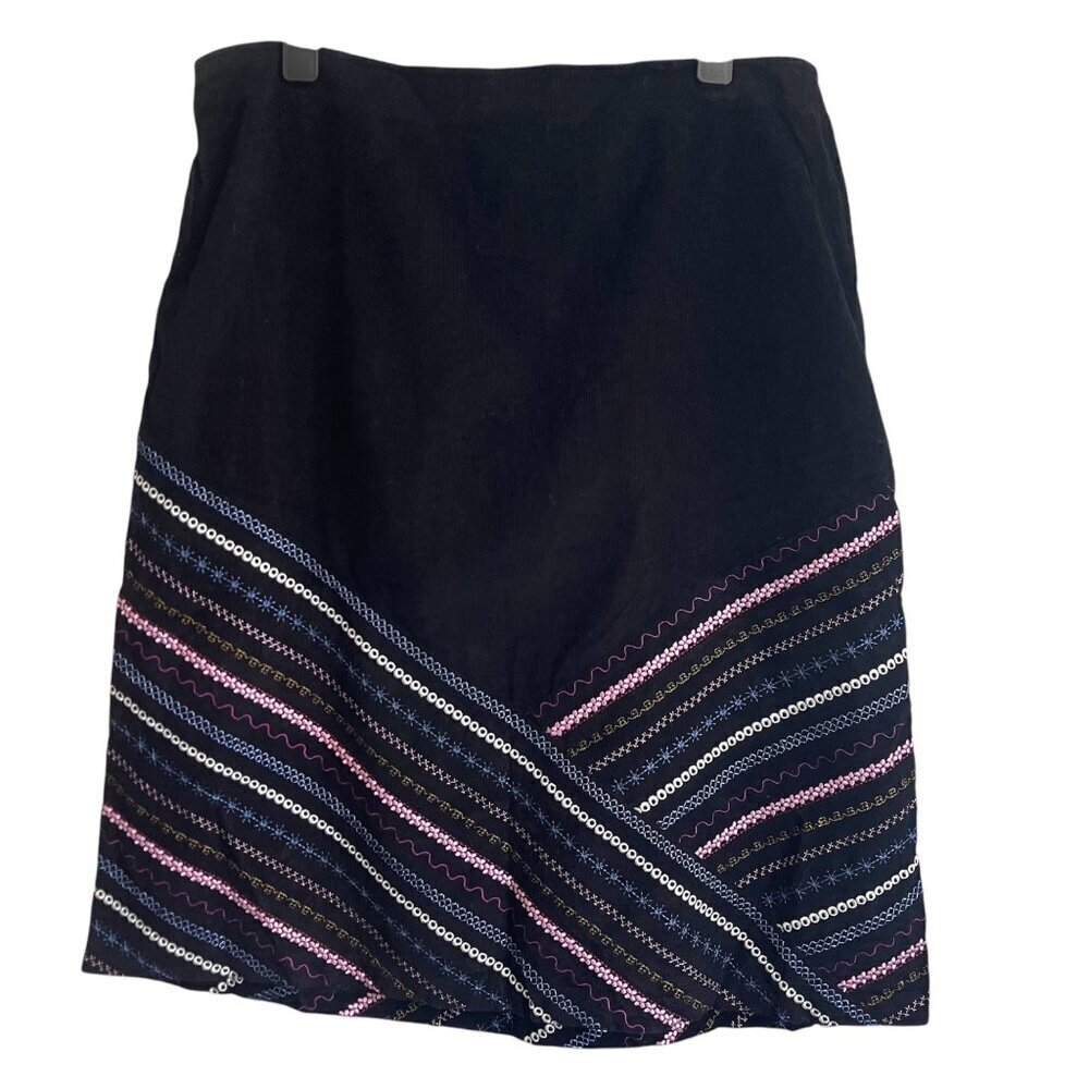 Hanna Andersson Womens Skirt Size 14 Y2K Corduroy Embroidered Academia Classic